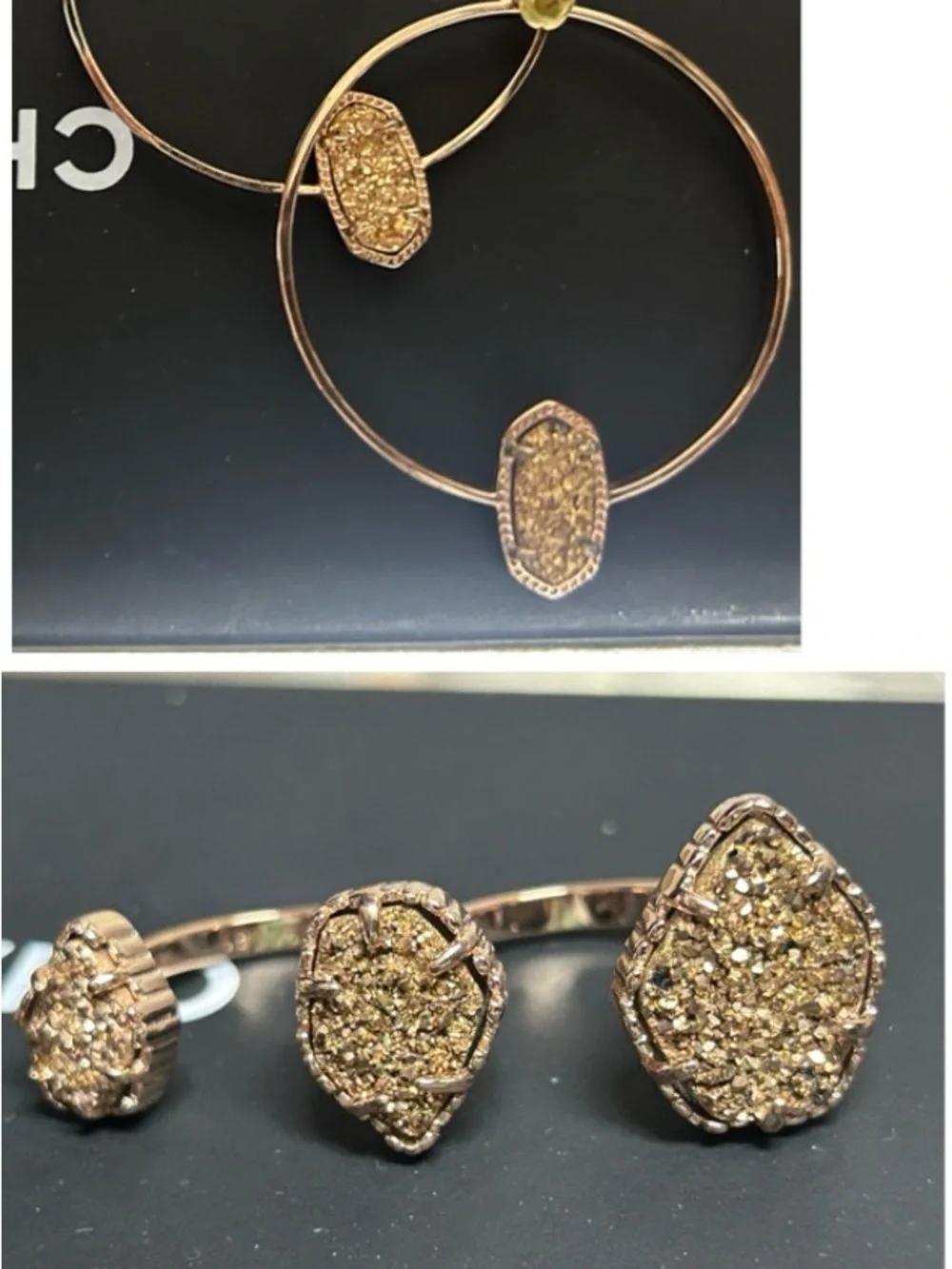 Kendra Scott Rose Gold Druzy set earring and ring